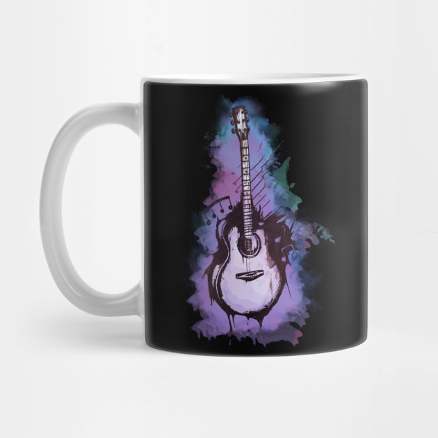 Watercolor Acoustic Guitar Digital Art by MythicalWorld